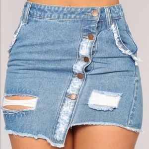 Distress Me Not Denim Skirt - Medium Wash